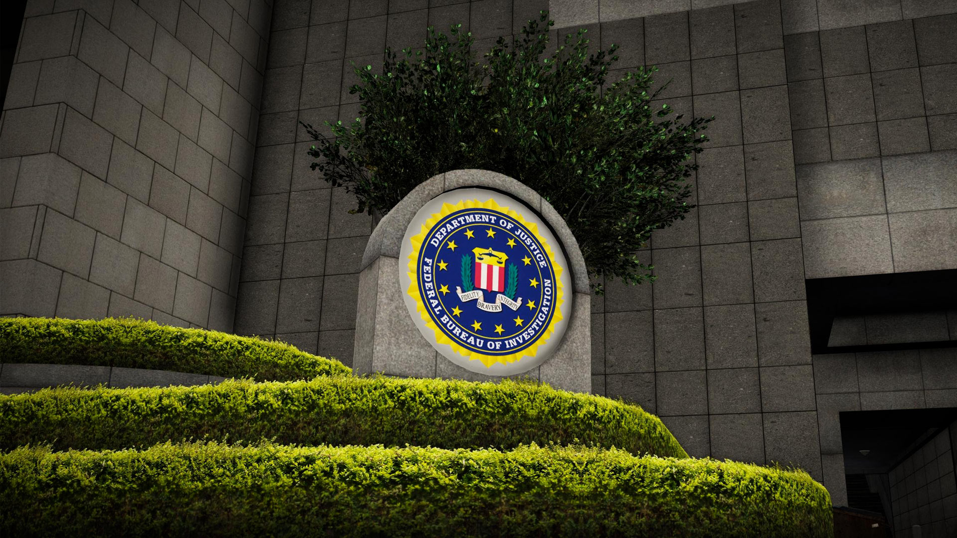 FBI emblem displayed outside the headquarters building.